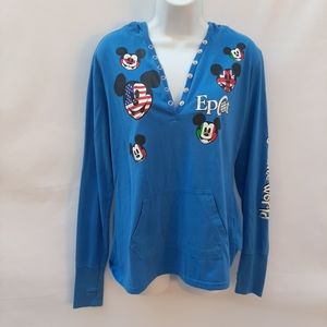 DISNEY PARKS Epcot hooded long sleeve tee pullover
